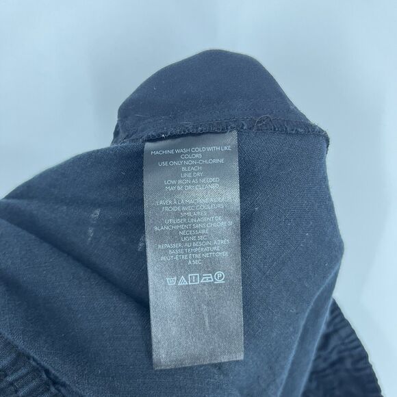 Anthropologie Pants Size Medium Black Somerset Pull On Wide Leg Linen Smocked - Picture 8 of 9